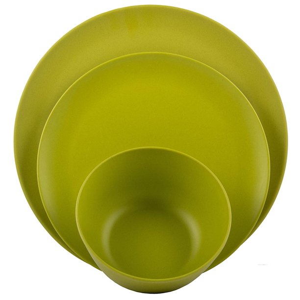 Melange 12Piece Bamboo Dinnerware Set (Rounds Collection) Shatter