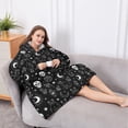 thumbnail image 5 of Oversized Wearable Blanket Hoodie,Black White Gothic Cat Skull Moon Pattern Sherpa Blanket Hoodie with Super Pockets,Super Warm Fuzzy Pullover for Women & Men, 5 of 6