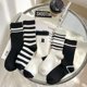 thumbnail image 1 of Calcetines de otoño e invierno para hombre y mujer, calcetines hasta la mitad de la pantorrilla, calcetines deportivos casuales con rayas en forma de R, transpirables, absorbentes del sudor, de, 1 of 5