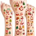 thumbnail image 2 of 30pcs Christmas Tattoo Stickers - Santa Claus, Elk, Star, Christmas Tree, Gift Candy Designs, Waterproof, Lasts 2-3 Days, Makeup Remover Washable, Rectangular Shape, for Holiday Parties / All Skin Typ, 2 of 5