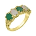 thumbnail image 1 of LBG British Made 18k Yellow Gold Natural Emerald & Opal Womens Eternity Ring - 33 size options - Size 5, 1 of 8