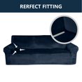 thumbnail image 2 of Golden Linens 3-Piece suede Velvet Fabric SlipCover Set for Sofa Loveseat Couch Arm Chair, Stretch ((4 Way)) to Fit /Slipcovers Set, Furniture Protector Cover Set, Wrinkle Free# Jolan Blue, 2 of 8