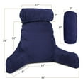 thumbnail image 5 of Clara Clark Bed Rest Reading Pillow with Arms and Pockets - Premium Shredded Memory Foam TV Pillow, Detachable Neck Roll & Lumbar Support Pillow, Large, Navy Blue, 5 of 7