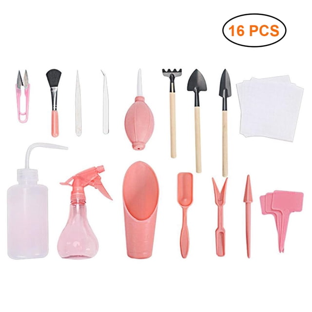 16PCS Mini Juego de Herramientas de Jardinería Plantas Suculentas Herramientas de Bricolaje Kit de Herramientas de Plantación de Jardín