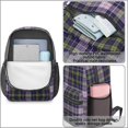 thumbnail image 4 of Blue and Green Checkered Pattern 17" School Backpacks for Teens,Waterproof Oxford Fabric,S-Shape Padded Straps for School,Travel,Hiking,Camping, 4 of 6