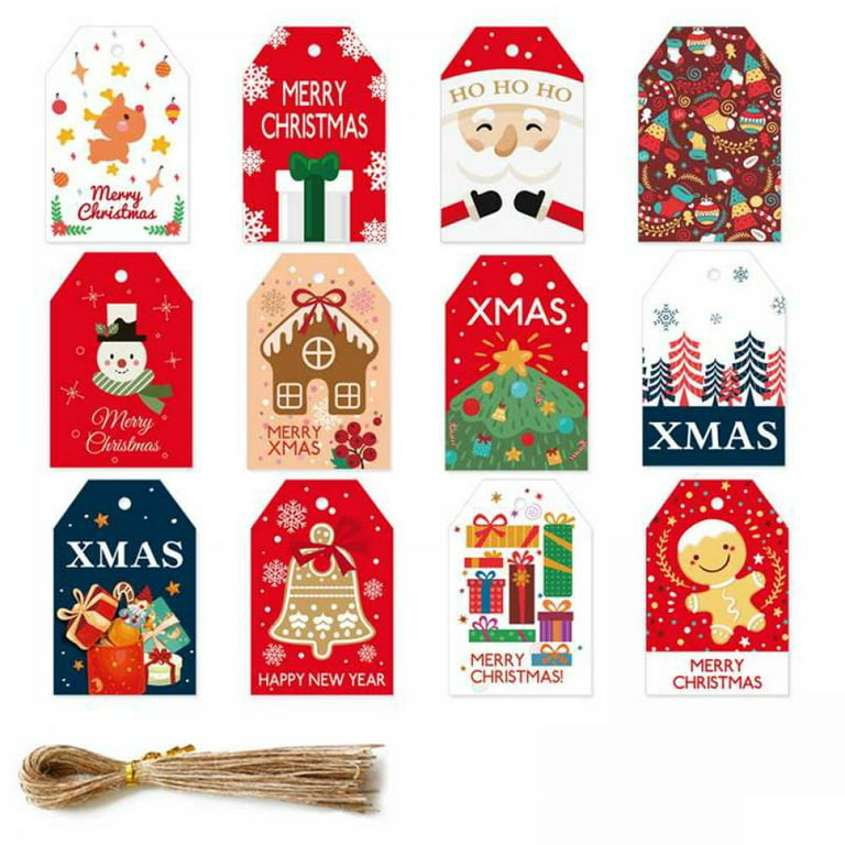 Keimprove 48 Pcs Christmas Gift Tags with String Christmas Tree