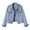 Blue, variant on Denim Jacket for Women 2025 Fall Light Wash Long Sleeve Slim Fit Button Collared Casual Cropped Jean Jackets Outerwear