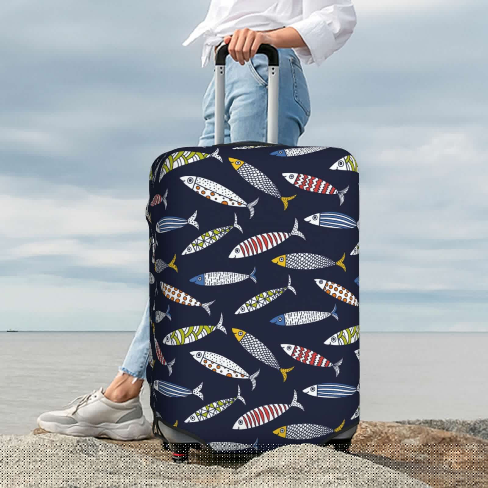thumbnail image 4 of Uemuo Sardine Printed Washable Luggage Cover - Fashion Suitcase Protector Fits 18-32 Inch Luggage -X-Large, 4 of 9
