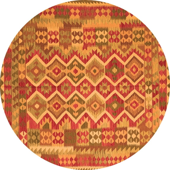 Ahgly Company Indoor Round Southwestern Orange Country Area Rugs, 3' Round