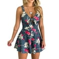 thumbnail image 3 of Owordtank Womens Tie Knot Short Jumpsuits Casual Print Lounge Shorts, 3 of 5