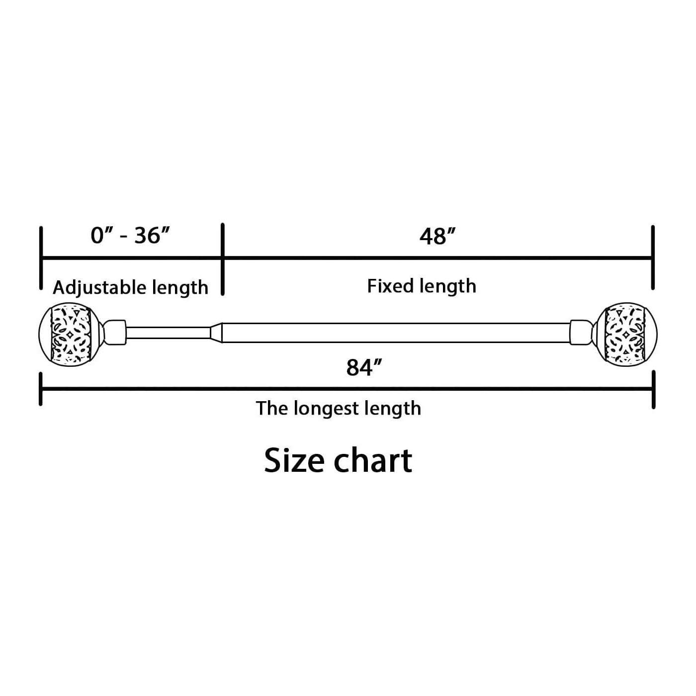 H.VERSAILTEX Single Retractable Curtain Rod, 0.75 Inc Diameter, Bronze, Ball Finial, Adjustable 48-84 Inches