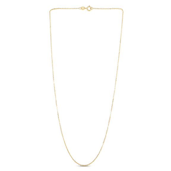 14k Yellow Gold 1.1mm Sparkle-Cut Cable Link Chain With Spring-Ring Clasp Necklace 20 Inch Chain Necklace for Women and