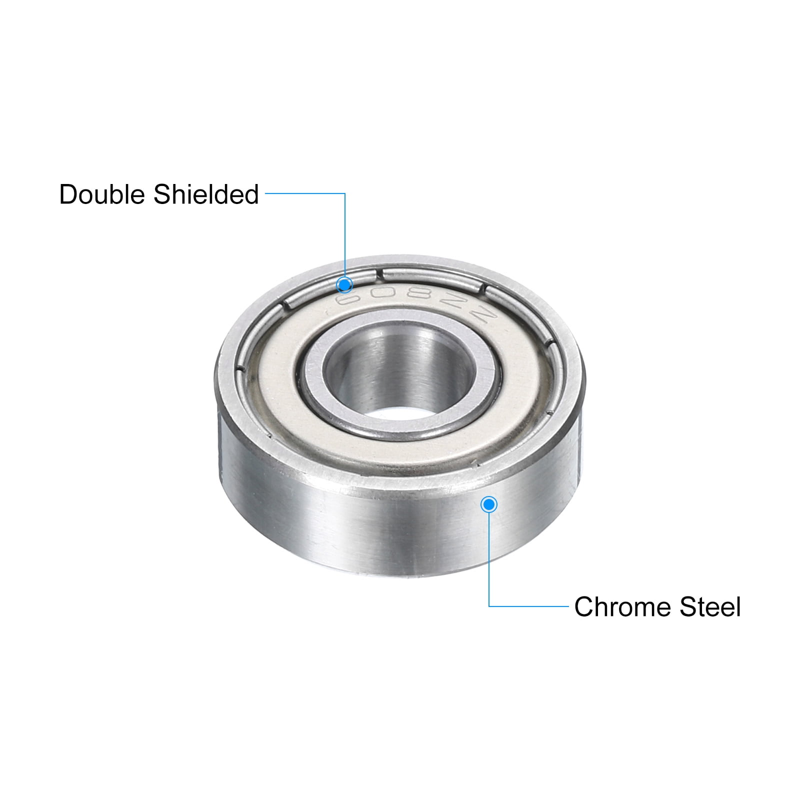 Uxcell 30pcs 608ZZ Miniature Ball Bearings 8x22x7mm Double Shielded Bearing Silver Tone