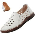 thumbnail image 2 of Women's Leather Casual Cutout Loafers Flat Slip-on Shoes,Handmade Stitch Comfort Breathable Oxford Softsole Walking, 2 of 9