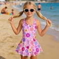 thumbnail image 3 of DISNIMO Floral Heart Printed Girls' Sleeveless Swimsuits One Piece Swimwear with Skirt Quick Dry Swim Dress Summer Beach Pool Party Bathing Suit Size 7-8, 3 of 8