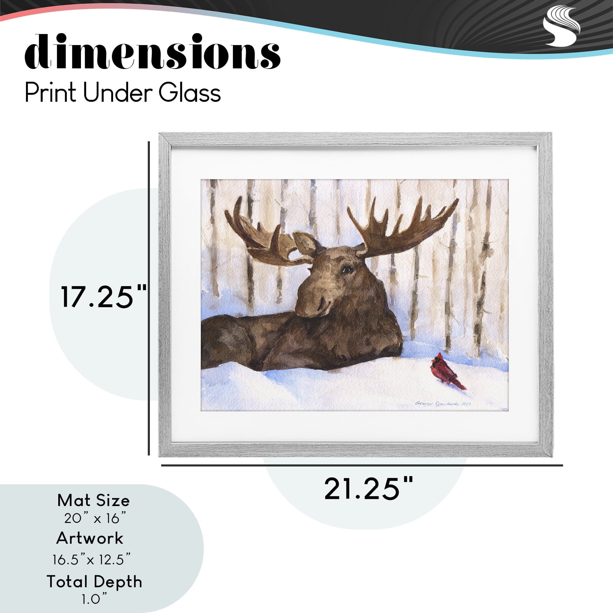 Stupell Industries Moose & Red Cardinal Gray Framed Print Under Glass, design by George Dyachenko