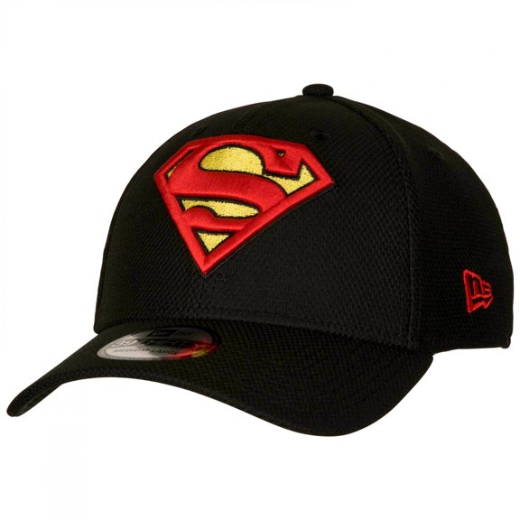 Superman Classic Logo Black Colorway New Era 39Thirty Fitted Hat-Large/XLarge