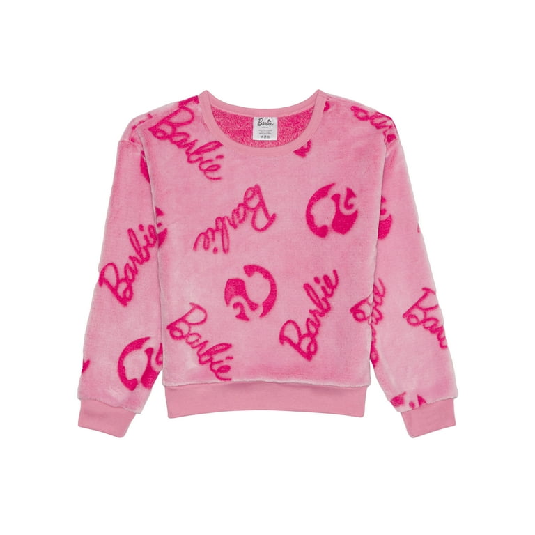 Barbie Girls Long Sleeve Plush Pullover and Jogger Set, 2