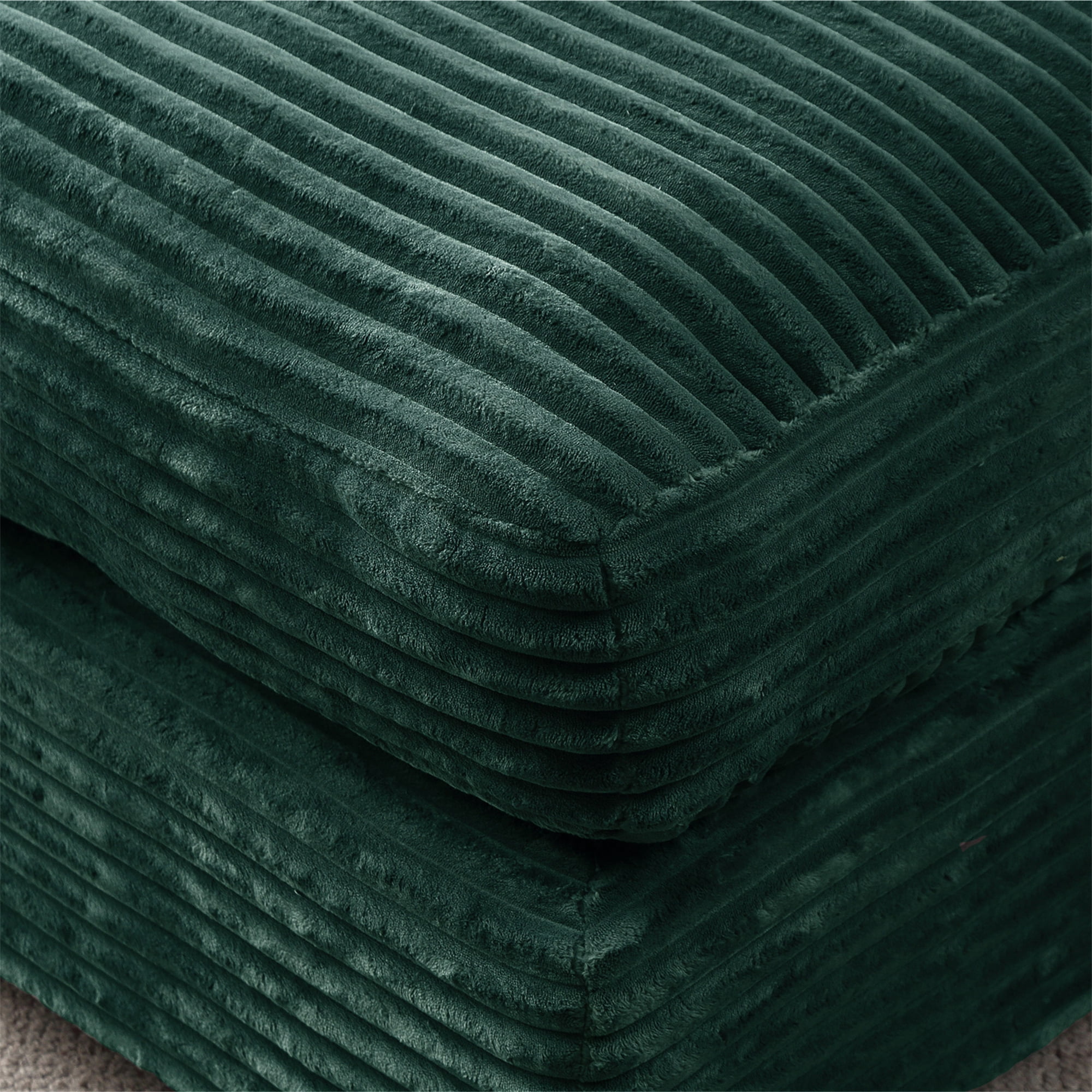 Aukfa 49" Chaise Lounge Oversized Corduroy Sofa Plush Chair Bed w/ 3 Pillows for Living Room, Green