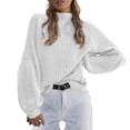 thumbnail image 1 of Gibobby Casual Suéter para Mujer, Suéteres de invierno para mujer 2023, estilo casual, cuello alto, manga larga, abertura lateral, suéter, sueltos, para mujer(Blanco,M), 1 of 5