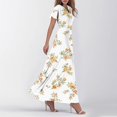 thumbnail image 4 of vigerkar Women's Flowy Chiffon Maxi Dress – Floral Print, V-Neck, Short Sleeve with Ruffled Hem & Waist Tie, Boho Beach Dress Yellow, M, 4 of 7
