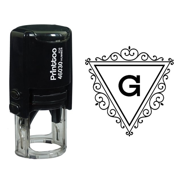 Printtoo G Alphabet Swirl Border Triangle Monogram Initial Self Inking Rubber Stamp Office Stationary
