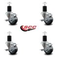 thumbnail image 2 of 3 Inch Thermo Rubber Swivel 1-3/4 Inch Expanding Stem Caster Set with Brake, 2 of 2