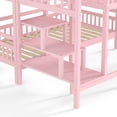 thumbnail image 5 of URTR Twin Over Twin House-shaped Bunk bed with Slide, Storage Stairs and Guardrail, Wooden Twin Size Playhouse Bunk Bedframe for Bedroom, Two Placement Methods, Noise-free Design, Pink, 5 of 9