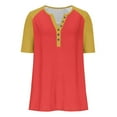thumbnail image 5 of Womens Plus Size Henley Shirt, Raglan Short Sleeve Shirts for Women Summer Casual Solid Color Button Up Crewneck T-Shirts, 5 of 6