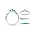 thumbnail image 4 of 1/5 Carat (Ctw) Three Stone Emerald Ring in 14K White Gold with Accent Diamonds for Women, 4 of 5