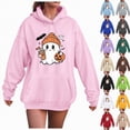 thumbnail image 2 of Towmus Women Cute Pattern Hoodie Girl Halloween Pumpkin Face Tops Cartoon Sweatshirt Long Sleeve Casual Streetwear, 2 of 6