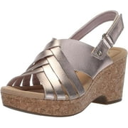 Clarks 26178026: Women's Giselle Ivy Wedge Sandal, Rose Gold Leather