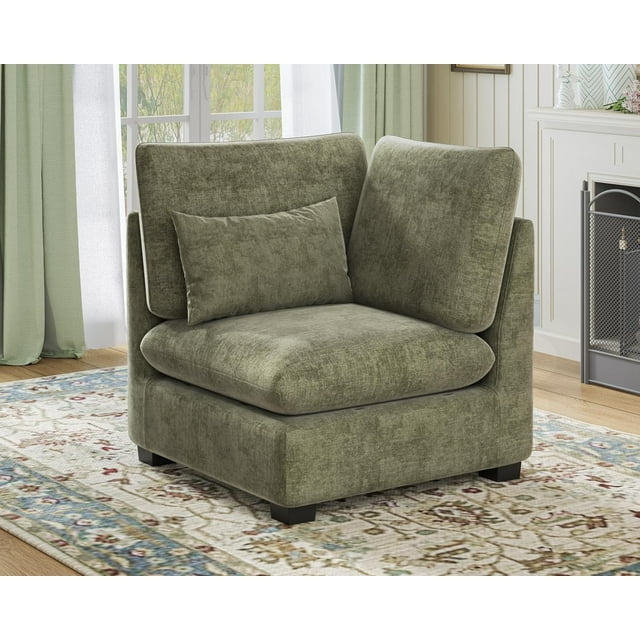 CHIC HOUSE Module Modular Oversized Couch Corduroy Customizable Chaise Chenille Fabric Ottoman Sectional Sofa Upholstered Convertible Seater Corner Couch