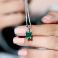 thumbnail image 4 of Rosec Jewels Lab Grown Emerald Solitaire Pendant with Moissanite for Women - 6X8 mm, 925 Sterling Silver, 4 of 8