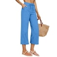 thumbnail image 5 of Women's Cotton Linen Three Quarter Pants High Waisted Solid Color Casual, 5 of 9
