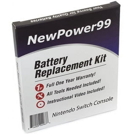 Nintendo Switch Console Battery Replacement Kit with Tools, Video Instructions, Extended Life Battery and Full One Year Warranty