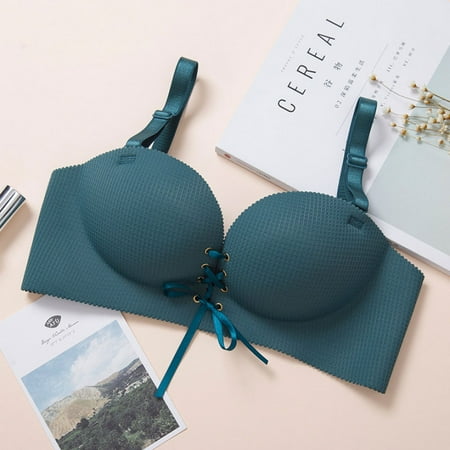 

Ssxinyu Plaid Drawstring Bra Seamless Wirefree Push up Massage Breathable Bra Women Bra Underwear