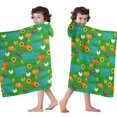thumbnail image 4 of Rooster and Pumpkin Green Pattern Hooded Bath Towel Wrap for Teens Ages 3 To 12, Soft Lightweight Quick Dry Microfiber Bath Beach Pool, 60"x35", 4 of 6