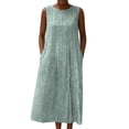 thumbnail image 2 of QUNYINEY Summer Women's Sundresses Long Casual A Line Sleeveless Tank Dress Cutout with Pockets Solid Crew Neck Loose Fit Dresses, 2 of 9