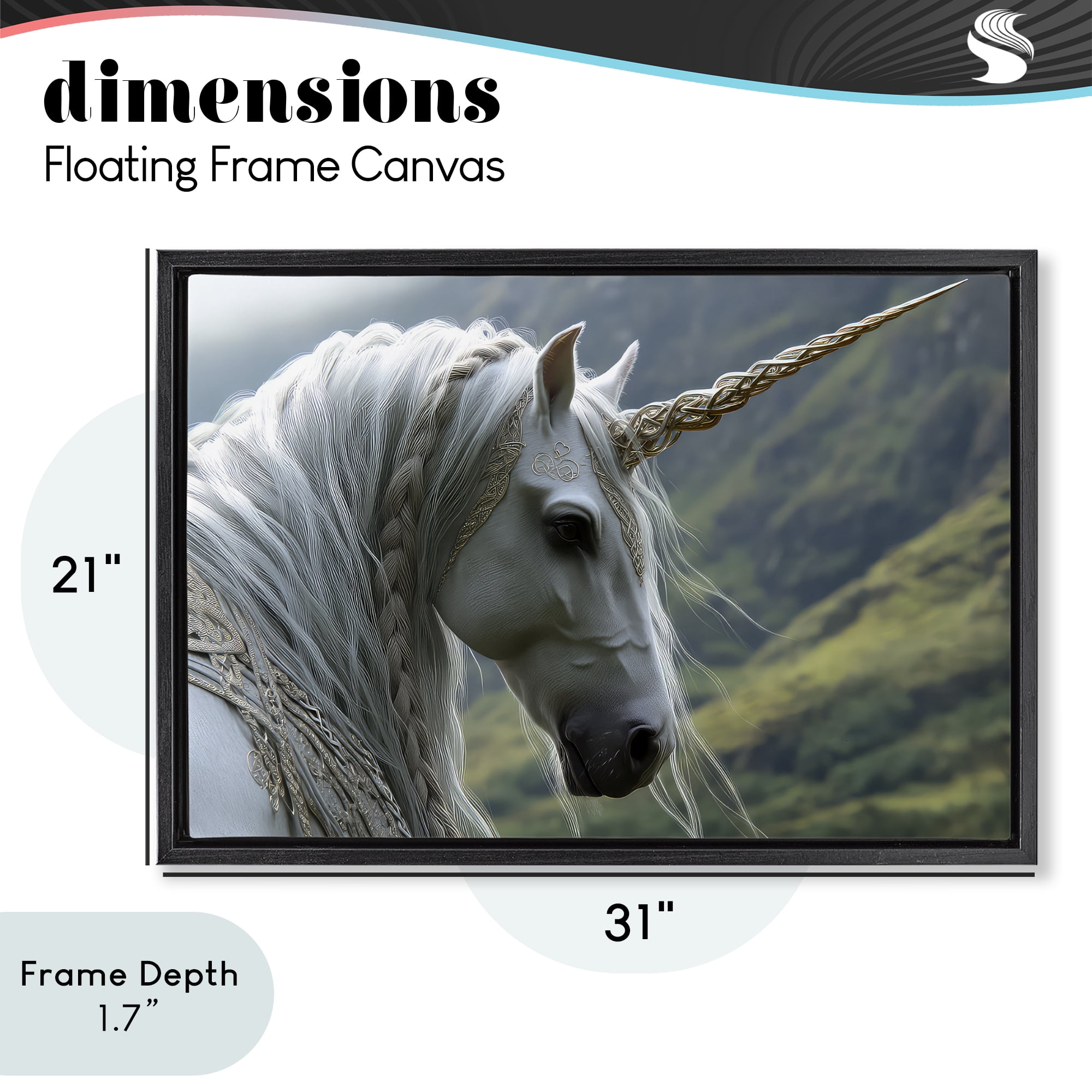 Stupell Industries Celtic Unicorn Braided Mane Black Framed Floater Canvas Wall Art, design by The Wands Want