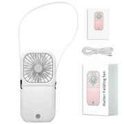 Personal Fan, Mini USB Powered Hands-Free Fan 180° Rotating Foldable Fan Portable Hanging Neck Fan with 3 Cooling Speeds Ultra Quiet for Home Office Outdoor Travel