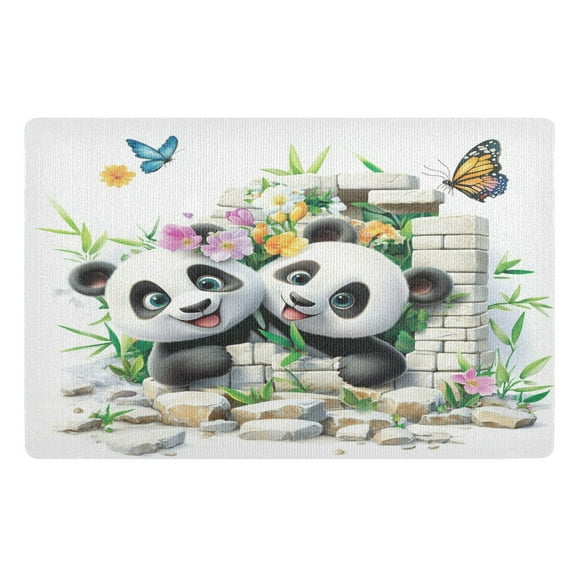 BZSMCE Floor Mats 32x20in Cute Pandas Pattern Creativity Doormats