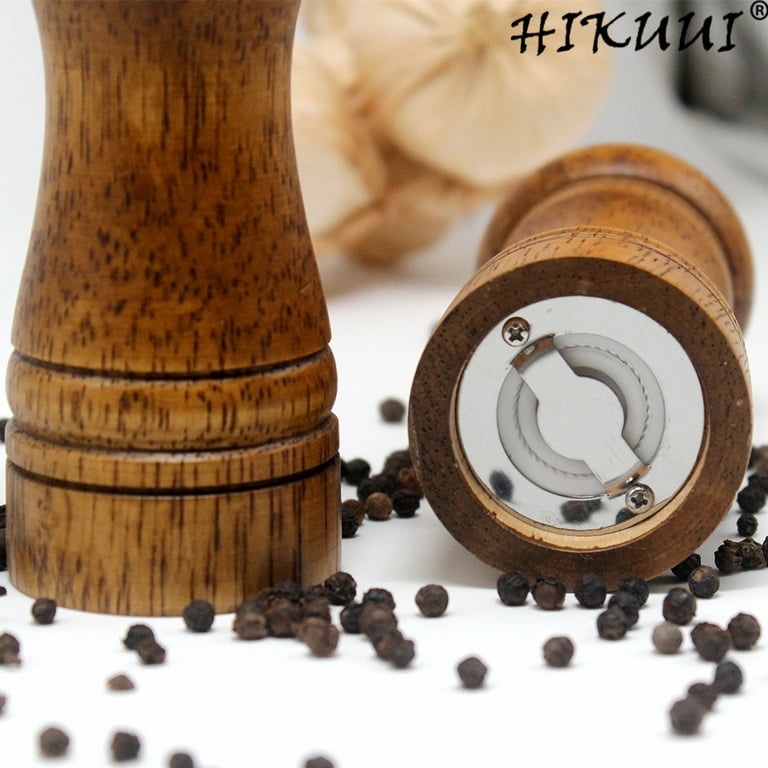 Wonmake Wooden Salt and Pepper Grinder Set: Refillable Salt & Pepper Mills  Adjust for Customized Coarseness, Crafted of Solid Acacia Wood with