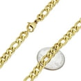 thumbnail image 2 of 7mm 24k Yellow Gold Plated Stainless Steel Flat Figaro Chain Necklace, 30 inches, 2 of 7