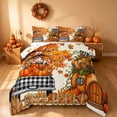 thumbnail image 2 of Homewish Harvest Pumpkin Full Size Comforter Sets, Autumn Maple Leaves Bedding Comforter Set, Black White Orange, Pumpkin Bat Reversible, 3 Pieces 1 Comforter and 2 Pillowcases, 2 of 6