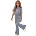 thumbnail image 7 of Amidoa Girls Summer 2 Piece Outfits Floral Cute Short Sleeve and Casual Pants Kids Clothing Set Gray Size 8 Gray Size 14, 7 of 7