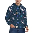 thumbnail image 2 of Naloa Space Dinosaur Men's Casual Hooded Collar Drawstring Hoodies Pullover Sweatshirts Casual Long Sleeve Shirts-Small, 2 of 7