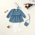 thumbnail image 2 of Happy Town Toddler Baby Girl Princess Dress Set 3-Piece Ruffled Long Sleeve Outfits Set for Girl, 2 of 9