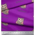 thumbnail image 3 of Soimoi Purple Viscose Chiffon Fabric Text & Owl Bird Printed Craft Fabric by the Yard 42 Inch Wide, 3 of 3