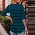 thumbnail image 4 of ZQUUVOU Womens T-Shirts Stripe Ruffle Short Sleeve Square Neck Tops(Navy,XL), 4 of 6